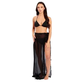 Influence - Langer Rock für Damen, Wickel, Georgette (Schwarz)