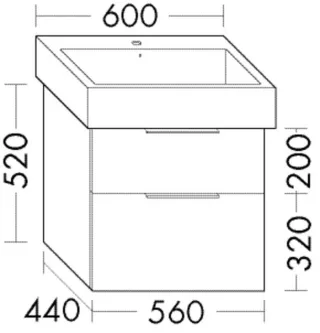Burgbad Waschtischunterschrank Sys30 PG2 Echo 520x560x450 Anthrazit Hochglanz, WVYO056F0945 WVYO056F0945