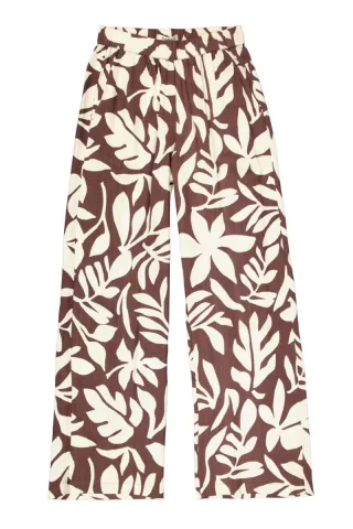 Garcia - Marlenehose mit Allover-Print und weitem Bein braun - Gr. - XS