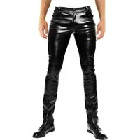 BOCKLE Lederhose Bockle® Skinny Faux Kunstlederhose Lederhose ohne Po Taschen