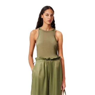 Lacoste - "Fluid" Ärmelloses Oberteil für Damen, Satin (Khaki)