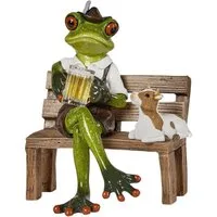formano Sammelfigur Frosch mit Bier auf Bank 14 cm handbemalte Dekofigur Bayern