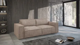 Sofa 3-Sitzer mit Schlaffunktion VAJANA Stoff Tilia Beige