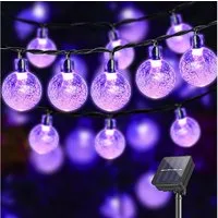 LQWELL LED Solarleuchte LED Solar Lichterkette Solarleuchten Außen, LED fest integriert, Innen und Aussen Kettenlicht Kristall Kugeln, Garten Terrasse Balkon Hochzeit Party Fenster
