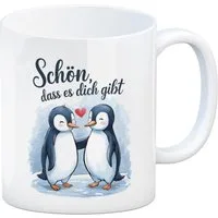 speecheese Tasse Pinguine mit Herz - Kaffeebecher Schön, dass es dich gibt