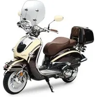 Burnout Motorroller EasyCruiser Artemis Braun Beige, 125 ccm, 85 km/h, Euro 5, LED Beleuchtung, Digitales Tacho, Retro, mit Windschild & Topcase, USB