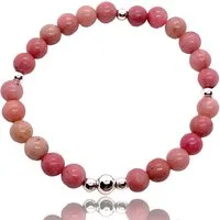 Steinfixx® Perlenarmband Edelsteinarmband Rhodonit mit 925 Silberperlen und Geschenkbox (Handarbeit, 1-tlg., Edelstein), AAA-Qualität