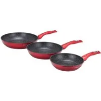 Edenberg Bratpfanne Pfannen-Set, Bratpfanne in 3 Größen, Geschmiedetes Aluminium, Aluminiumguss (3 Pfannen in verschiedenen Größen: 20 cm, 24 cm und 28 cm, in 3 stilvollen Farben – Schwarz, Rot und Grün, 3-tlg., Dieses Pfannenset ist das perfekte Ges
