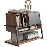 FITUEYES TV-Regal großes HIFI-Rack mit 4 Fächern, Platz für bis zu 120 Schallplatten, Vintage-Look