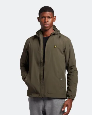 Lyle & Scott Jacke mit Kapuze und Reißverschluss in Olive