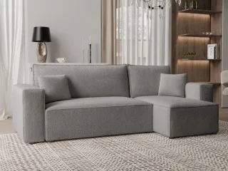 Ecksofa Schlafsofa Sofa ADARA in Stoff Centaur Grau Ottomane Rechts