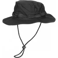 MFH Outdoorhut US GI Buschhut, mit Kinnband, GI Boonie, Rip Stop, schwarz - L (Packung) umlaufende Schlaufen