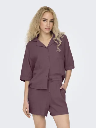 ONLY - ONLTHYRA SS SHIRT NOOS WVN Rose Brown - Gr. - S