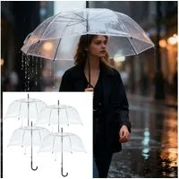 shop'n smile ideoon Stockregenschirm Transparenter Regenschirm mit Automatik, 85 cm Durchmesser, Transparenter Glockenschirm für Damen & Herren