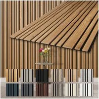 Hexim Wandpaneel, (Akustikpaneele 278x60cm Holz Mila - flexible Holzpaneele Platten Wanddeko Wand Kombipaneel Wandverkleidung Schalldämmung Akustikfilz braun 1.67m² Pecan)