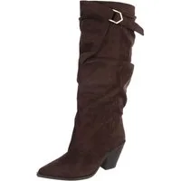 Ital-Design Damen Stiefel Veloursleder-Optik Blockabsatz High Shaft Westernstiefel (92214378) Blockabsatz Stiefel in Braun