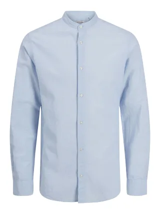 JACK&JONES - JJEBREEZE LINEN BLEND BAND SHIRT LS JNR chambray blue - Gr. - 164