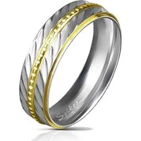 BUNGSA Fingerring 64 (20.4) Edelstahlring Diagonalschliff silber-gold Frauen & Männer (Ring, 1-tlg), Damen Herren