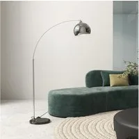 HOMCOM Stehlampe Stehleuchte höhenverstellbar, schwenkbar Bogenlampe, Leuchtmittel wechselbar, für Wohnzimmer, Silber