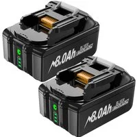 Athlix Ersatz Akku 8,0 Ah für Makita 18V, 2er Set, BL1860 BL1850 Akkupacks Akku 8000 mAh (18 V), 2 Stück, 8000 mAh, 20 % längere Laufzeit