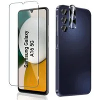 CLM-Tech Displayschutzglas 1X Schutzfolie für Samsung Galaxy A16 5G Panzerfolie 1X Kameraschutz für Samsung Galaxy A16 5G, 2er Set Kameraglas Panzerglas Displayschutz 9H Glas Folie, 2 Stück, Unterstützt Fingerabdruck-ID