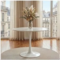 IDIMEX Esstisch LOIRE, Runder Esszimmertisch 100 cm mit Tulpenfuß und MDF-Platte Weiß
