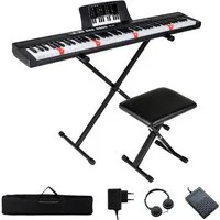 COSTWAY Home-Keyboard (1-St), 88-Tasten E-Piano, Digitalpiano mit Ständer & Hocker