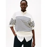Tommy Hilfiger Curve Stehkragenpullover CRV CO JERSEY GOLD BTN MK-NK SWT in großen Größen, mit goldfarbenen Knöpfen