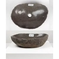 wohnfreuden Aufsatzwaschbecken Naturstein Waschbecken 50 cm mit Naturkante (Kein Set), 125646_Sa7.160