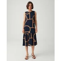 OPUS Midikleid mit grafischem Muster Volants sorgen für feminine Bewegung