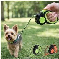 Koopman Hundeleine Rollleine Haustierleine Leine 3m Kunststoff Grün Leuchtend, Kunststoff (Stück, 1-tlg., Packung), für kleine Tiere, Neonfarbend, bis 10kg, Reflektoren, Kompakt
