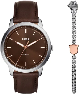 Fossil Minimalist Braun Herren Armbanduhr FS6019SET
