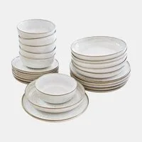 Mirabeau Geschirr-Set Geschirr 24er Set Marnis grau/braun, Steinzeug