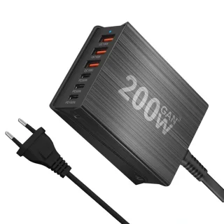 [GaN Tech] Bakeey 200W 6-Port USB PD Charger 3USB-A+3USB-C PD QC Fast Charging Desktop Charging Station EU Plug US Plug