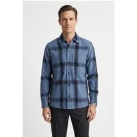 BOSS ORANGE Langarmhemd Locky melierte Wollmischung, Karo-Design, oversize fit