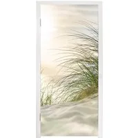 MuchoWow Türtapete Dünen - Watteninseln - Wasser, Matt, bedruckt, (1 St), Selbstklebende Tapete, Folie für Möbel, 75x205 cm
