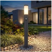 GLOBO LIGHTING Pollerleuchte, Leuchtmittel nicht inklusive, Gartenlampe mit Bewegungsmelder anthrazit Gartenstehlampe Edelstahl