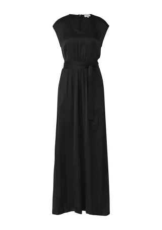 s.Oliver Red Label - Eleganter Jumpsuit mit kurzen Ärmeln und Bindegürtel schwarz - Gr. - 44