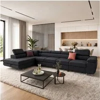 Muffo Ecksofa WILD XXL, mit Bettkasten, Hohe Metallfüße, verstellbare Kopfstützen, Liegefläche 125x240