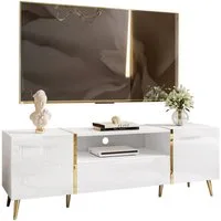 Lookway Lowboard ONYX TV-Schrank auf goldenen Beinen Hochglanz 158 cm