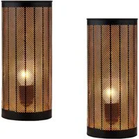 Marrakesch Orient & Mediterran Interior Nachttischlampe 2er Set Skandinavische Nachttischlampe Aigna Schwarz aus Metall 30 cm, Handarbeit