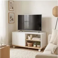 HOMCOM TV-Board Fernsehtisch für Fernseher bis 32 Zoll (Lowboard auf Rollen, 1 St., 1 TV-Schrank), Mit Rollen und Kabelführung, für 32 Zoll TV