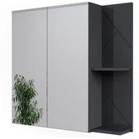 Vicco Badezimmerspiegelschrank Irma, Anthrazit Hochglanz, 80 x 75 cm (1-St)