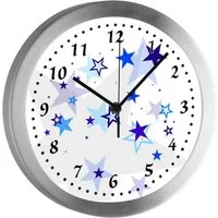 CreaDesign Funkwanduhr Funkuhr, Kinder Wanduhr, Kinderuhr, Kinderzimmer Sternenhimmel blau (geräuscharmes Uhrwerk)
