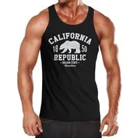 Neverless Tanktop Herren Tank-Top California Republic Kalifornien Golden State Grizzly Bär Bear Logo Muskelshirt Muscle Shirt Neverless® mit Print
