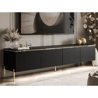 ALLHOUSE24 TV-Schrank TV-Schrank NELLY Metallbeine LED Beleuchtung Sideboard GOLD (1x TV Schrank) Breite 200 cm