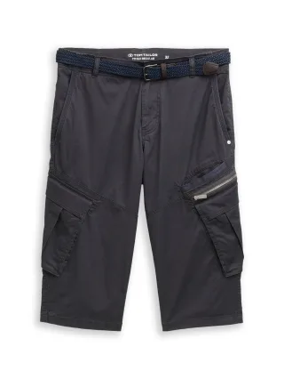 Tom Tailor - TTMAX REGULAR Overknee Shorts mit Gürtel grey mini weave print - Gr. - 32