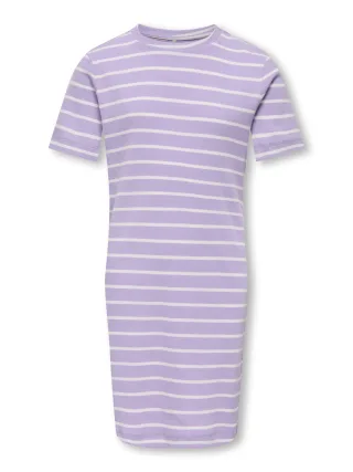 KIDS ONLY - KOGKENYA SS RIB STRIPE DRESS JRS Lilac Breeze - Gr. - 152