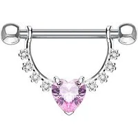 Taffstyle Intimpiercing Brustwarzenpiercing Barbell beweglich Kristall Herz Anhänger (Nippelpiercing Intimpiercing mit beweglichem Kristall Herz)