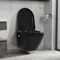 vidaXL Tiefspül-WC, Wand-WC ohne Spülrand Keramik Schwarz